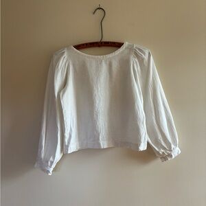 Shelter Gloria blouse in ivory linen puff sleeve delicate cuff